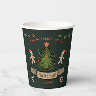 Niedlich Retro-Weihnachtsessen illustriert Pappbecher