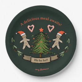 Niedlich Retro-Weihnachtsessen illustriert Pappteller