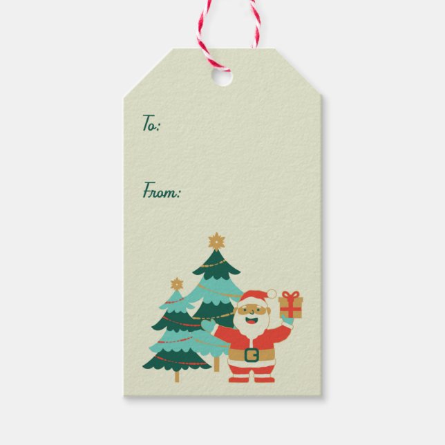 Niedlich Retro Weihnachtsgeburt Geschenkanhänger (Vorderseite)