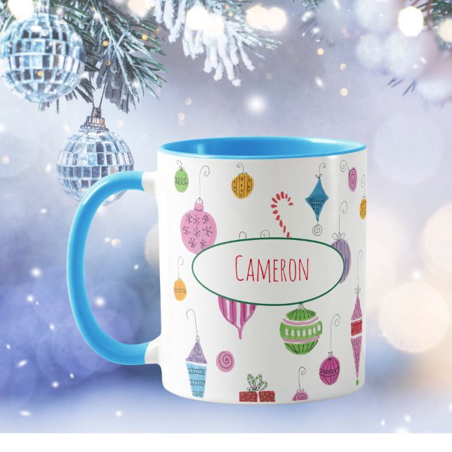 Niedlich Retro Weihnachtsschmuck Personalisiert Te Tasse (Tea, coffee and hot chocolate taste better when sipped from this unique, hand-illustrated mug!)