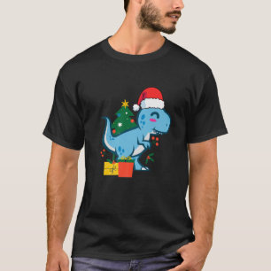 Niedlich Rex Tyrannosaurus Rex Dinosaur Santa Merr T-Shirt
