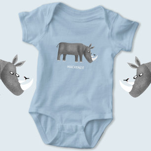 Niedlich Rhinoceros Animal Lover Individuelle Name Baby Strampler