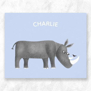 Niedlich Rhinoceros Animal Lover Individuelle Name Poster