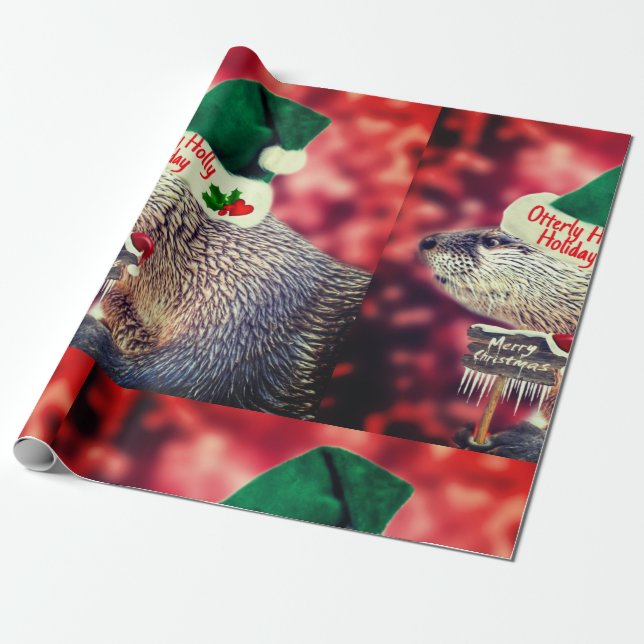 Niedlich River Otter frohe Weihnachtsverpackung Geschenkpapier (Ungerollt)