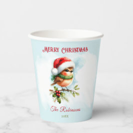 Niedlich Robin In Weihnachtsmannmütze Klassisches  Pappbecher