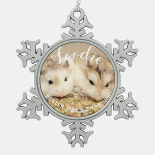 Niedlich Robo Hamsters Feinschmecker Schneeflocken Zinn-Ornament