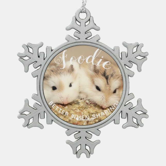 Niedlich Robo Hamsters Feinschmecker Schneeflocken Zinn-Ornament (Vorderseite)