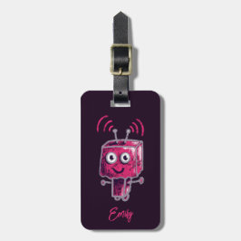 Niedlich Robot Grunge Pink Girl Gepäckanhänger
