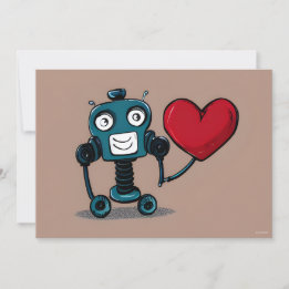 Niedlich Robot Valentine Heart Balloon Feiertagskarte