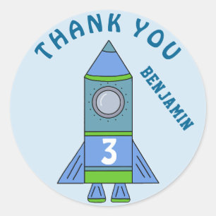 Niedlich Rocket Blue Kids Boy Geburtstag Vielen Da Runder Aufkleber