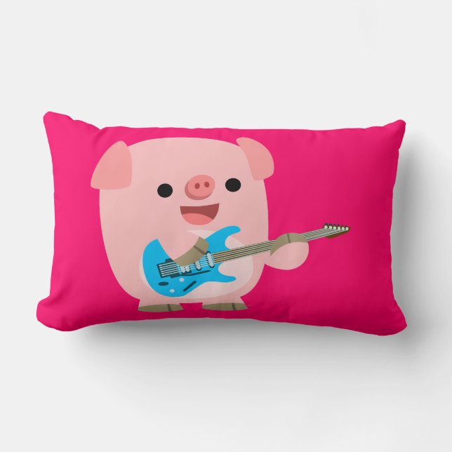 Niedlich Rockin Cartoon Pig Kissen (Vorderseite)