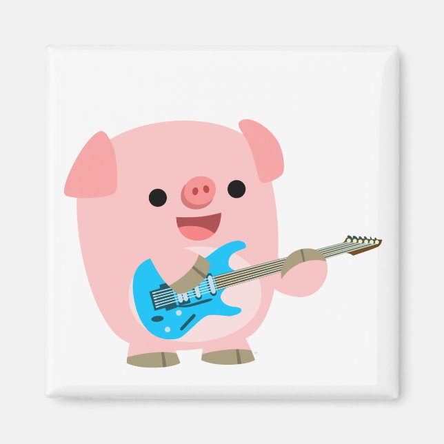 Niedlich Rockin Cartoon Pig Magnet (Vorne)