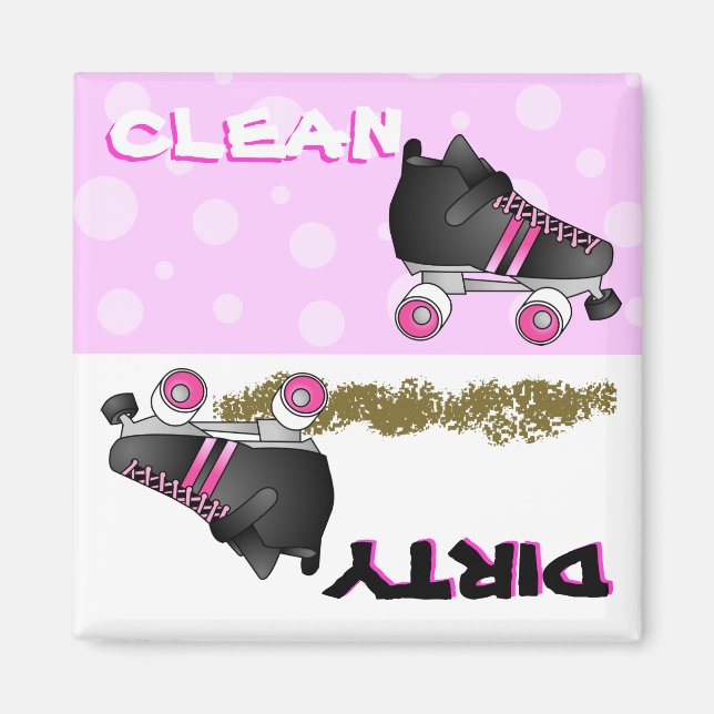 Niedlich Roller Skate Rosa saubere Geschirrspülmas Magnet (Vorne)