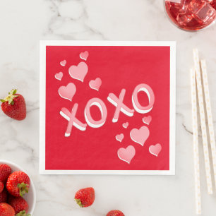 Niedlich Romantische Rosa Herzen XOXO Serviette