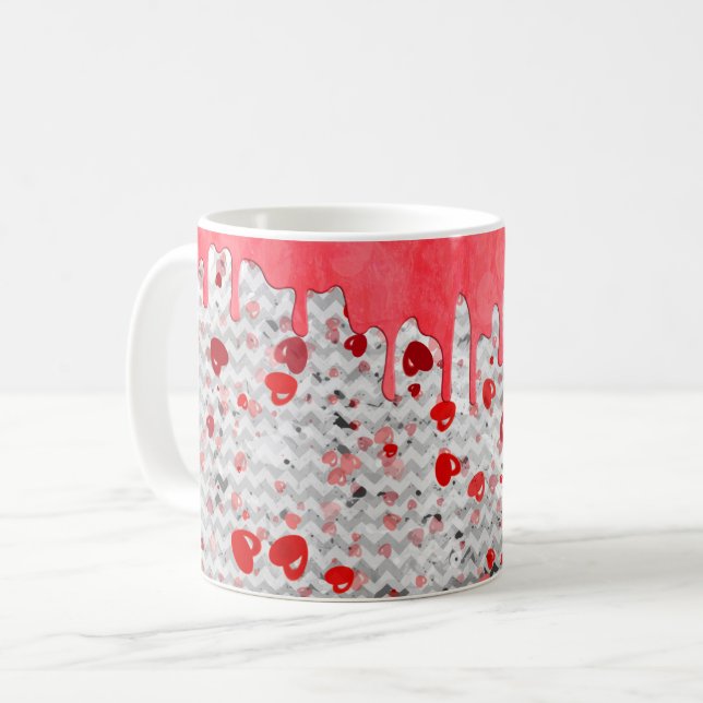 Niedlich-Romantische rote Herzen treiben Design Va Kaffeetasse (Vorderseite Links)