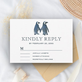 Niedlich Romantischer Couple Penguin UAWG RSVP Karte
