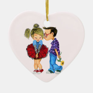 Niedlich Romantisches Paar - Liebe - Kiss - I Lieb Keramik Ornament