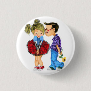 Niedlich Romantisches Paar - Liebe - Valentinstag Button