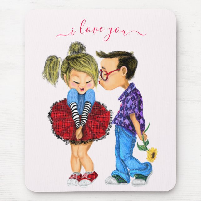 Niedlich Romantisches Paar - Liebe - Valentinstag  Mousepad (Vorne)