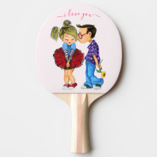 Niedlich Romantisches Paar - Liebe - Valentinstag Tischtennis Schläger