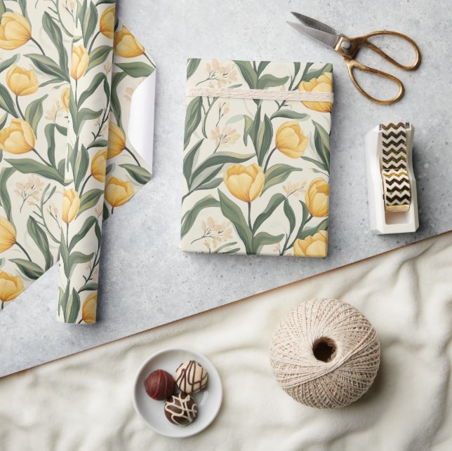 Niedlich Romantisches Tulip Bouquet Wrapping Paper Geschenkpapier (Kunsthandwerk)