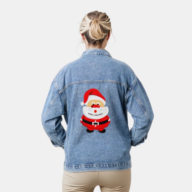 Niedlich rosa afroamerikanische Weihnachtsfeiertag Jeansjacke (Modell)