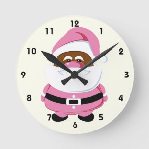 Niedlich rosa afroamerikanische Weihnachtsfeiertag Runde Wanduhr