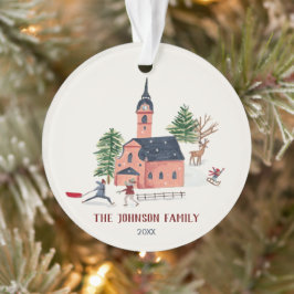 Niedlich rosa Alpinski-Lounge Winterspass Weihnach Ornament