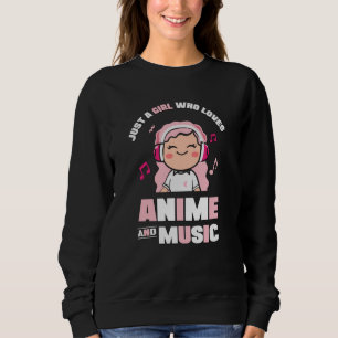 Niedlich-Rosa-Anime-Girl für Anime & Music Lover Sweatshirt