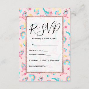 Niedlich rosa Aquamarine Einhornbahn Regenbogen Begleitkarte