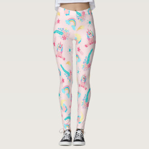 Niedlich rosa Aquamarine Einhornbahn Regenbogen Leggings