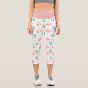 Niedlich rosa auf blauem Pfosten Druckpferd Lover Capri Leggings