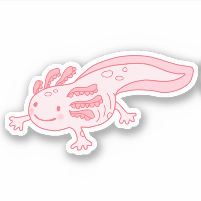 Niedlich rosa Axolotl Aufkleber (Vorderseite)
