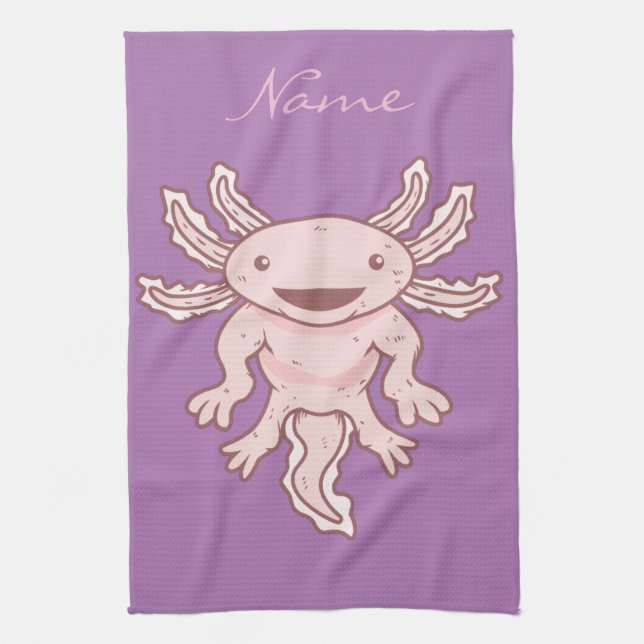 Niedlich rosa Axolotl Thunder_Cove  Geschirrtuch (Vertikal)