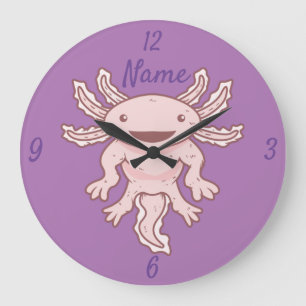 Niedlich rosa Axolotl Thunder_Cove Große Wanduhr