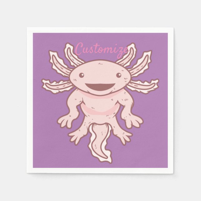 Niedlich rosa Axolotl Thunder_Cove Serviette (Vorderseite)