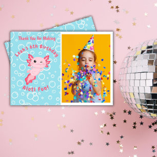 Niedlich rosa Axolotl unter dem Meer Geburtstag Dankeskarte