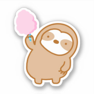 Niedlich-rosa Baumwolle Candy Sloth Vinyl Sticker
