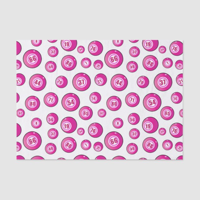 Niedlich rosa Bingo Balls Fun Bingo Player Seidenpapier (Vorderseite)