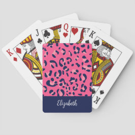 Niedlich rosa Blauer Leopard Spielkarten