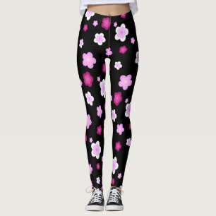 Niedlich rosa Blume Blumengefälle Muster Leggings