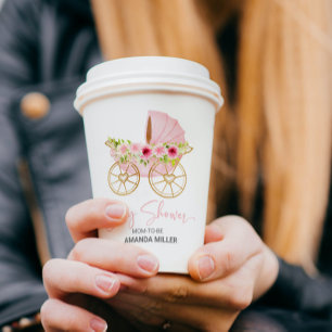 Niedlich rosa Blume dekorierte Kinderwalze Pappbecher