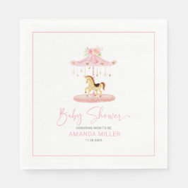 Niedlich rosa Blume-dekoriertes Ponykarussell Serviette