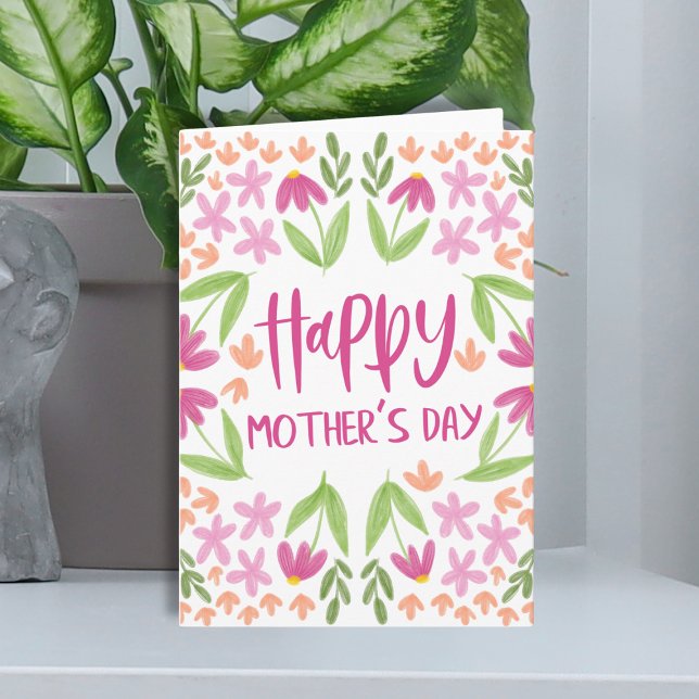 Niedlich rosa Blumenwasser Muttertag geklappt (Cute Pink Floral Watercolor Mother's Day Folded Note Card
)