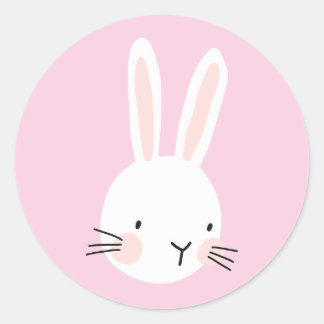 Niedlich-rosa-Bunny-Custom Runder Aufkleber