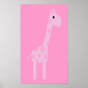 Niedlich-Rosa-Cartoon-Giraffe individuell anpassba Poster