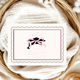 Niedlich rosa Coquette Bow Abschluss RSVP Karte