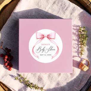 Niedlich rosa Coquette Bow Babydusche Runder Aufkleber