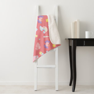 Niedlich rosa Dinosaurier Regenbogenpadel Muster Sherpadecke