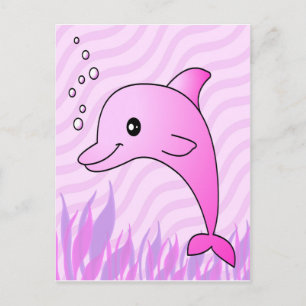 Niedlich rosa Dolphin in rosa Wasser Postkarte